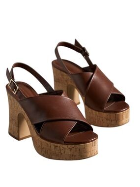 Anthropologie  NWT Cross-Strap Woven
Platform Sandals in Sz 8